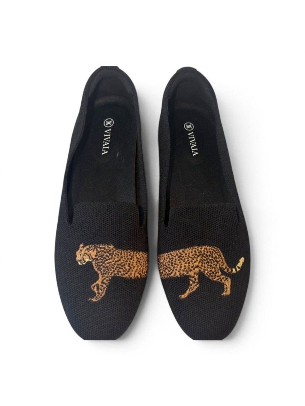 VIVAIA Audrey Cheetah Embroidered Round Toe Loafers Flats US 9 EU 40